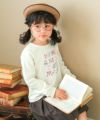 子供服 女の子 ロゴ刺繍リボン裏毛トレーナー アイボリー(12) モデル画像アップ