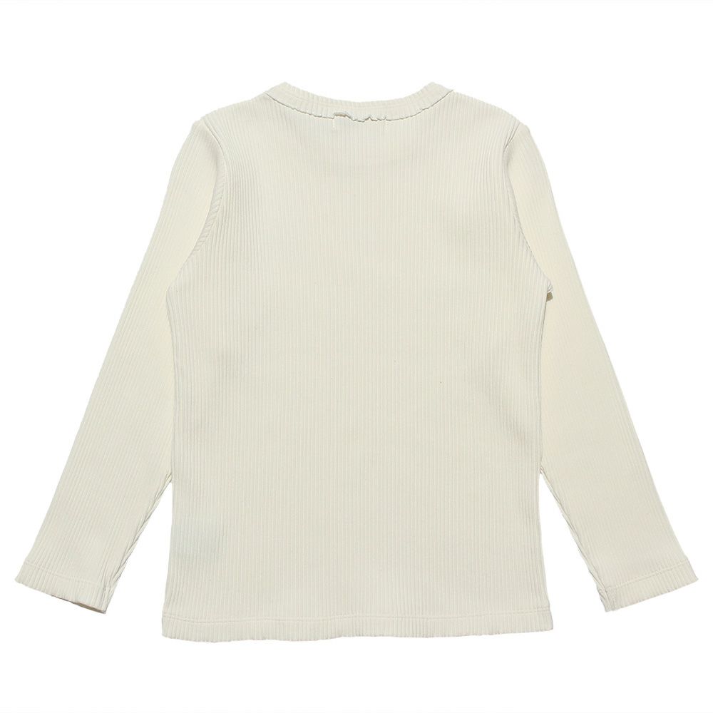 子供服 女の子 音符刺繍フリルネックTシャツ オフホワイト(11) 背面
