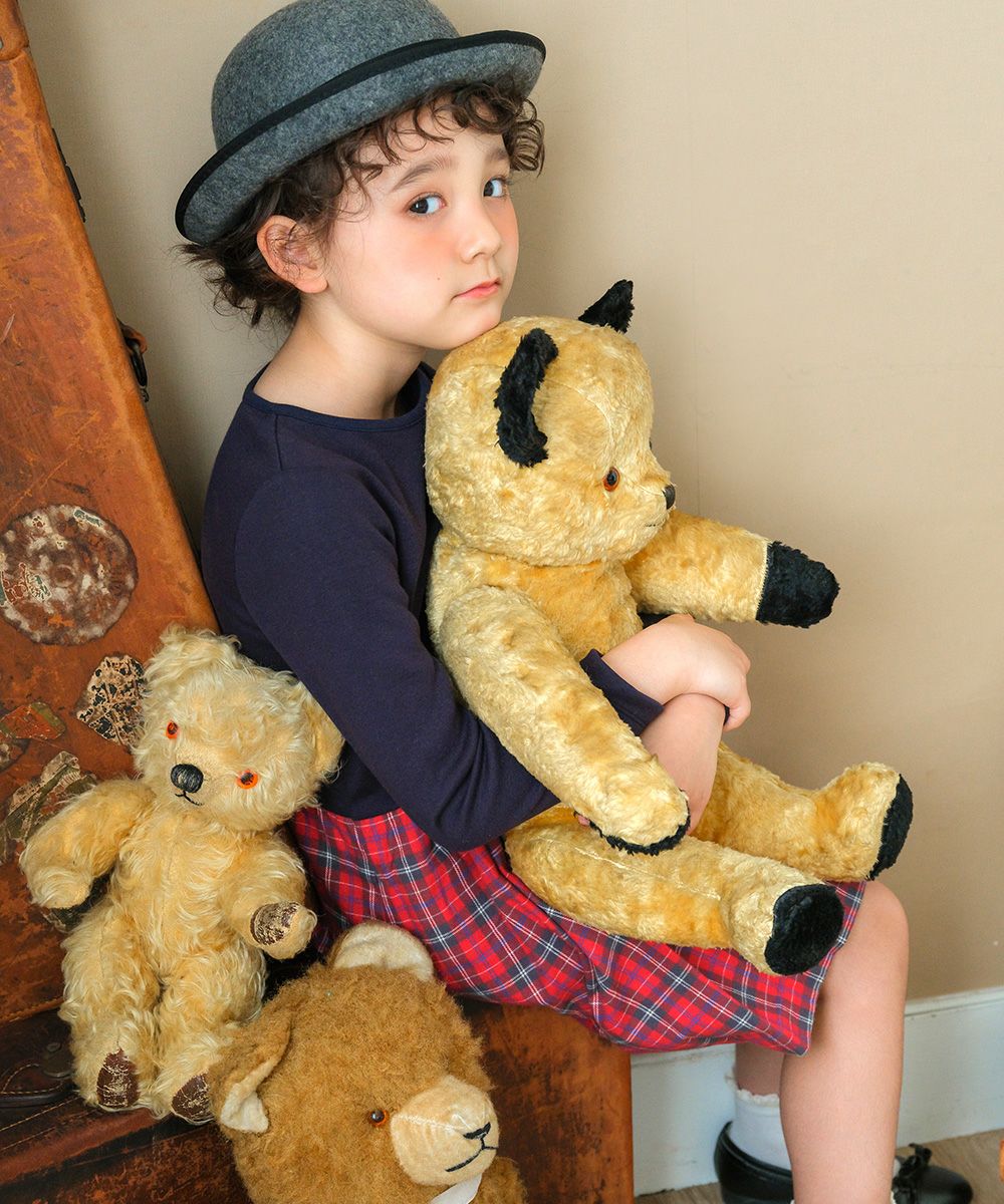 子供服 女の子 オリジナルチェック柄ドッキングワンピース レッド(03) モデル画像1