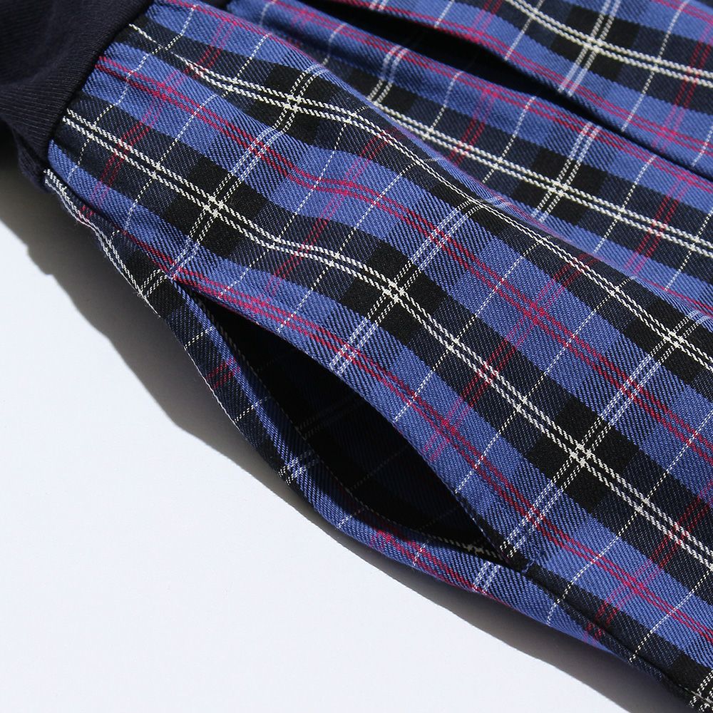 子供服 女の子 オリジナルチェック柄ドッキングワンピース パープル(91) デザインポイント1