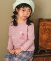 ベビー服 女の子 綿100％ドレスロゴ刺繍バレエシューズリボンTシャツ ピンク(02) モデル画像1
