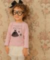 ベビー服 女の子 チュールリボンドレスバッグパンプスプリントTシャツ ピンク(02) モデル画像アップ