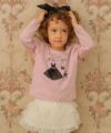 ベビー服 女の子 チュールリボンドレスバッグパンプスプリントTシャツ ピンク(02) モデル画像2