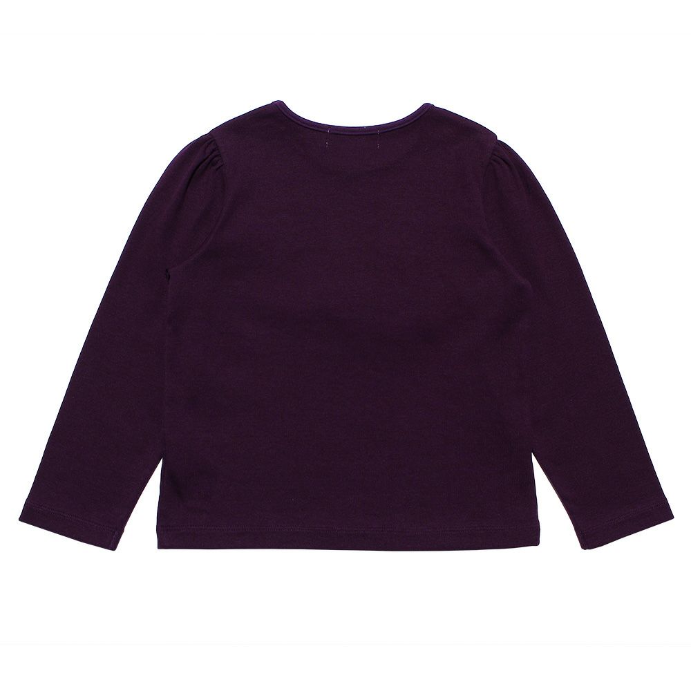 子供服 女の子 お花リボンドレスロゴ刺繍バレエシューズTシャツ パープル(91) 背面