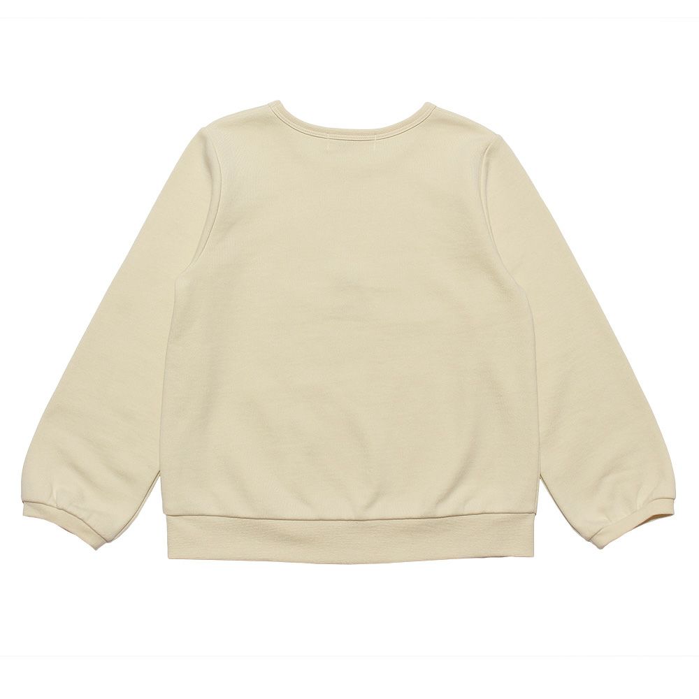 ベビー服 女の子 女の子プリントエッフェル塔パリ街並みリボンつき裏毛トレーナー アイボリー(12) 背面