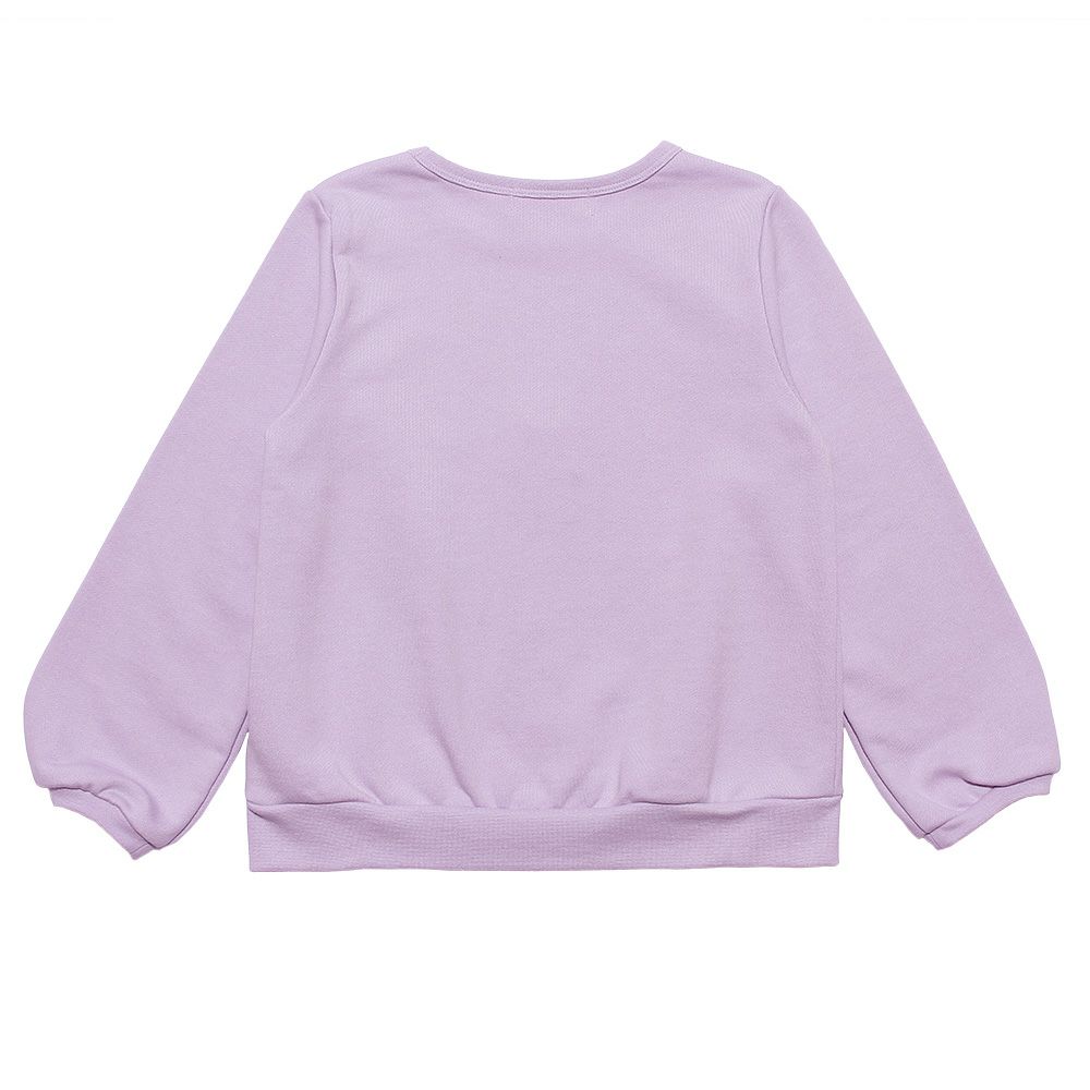 ベビー服 女の子 女の子プリントエッフェル塔パリ街並みリボンつき裏毛トレーナー パープル(91) 背面