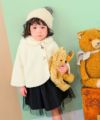 ベビー服 女の子 ピアノお花ロゴプリントチュールドッキングワンピース オフホワイト(11) モデル画像4