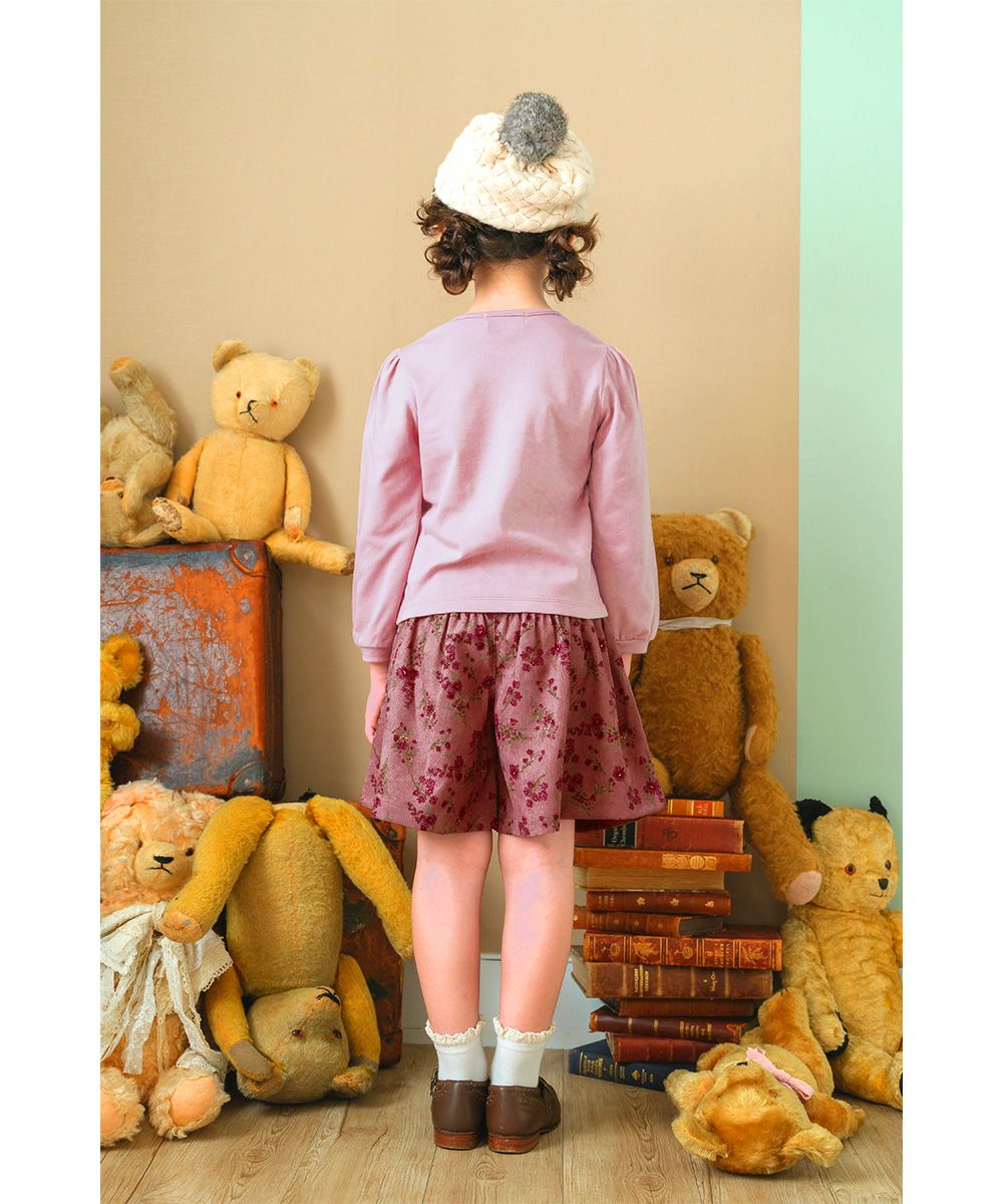 子供服 女の子 花柄コーデュロイキュロットパンツ ピンク(02) モデル画像3