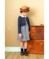 子供服 女の子 日本製リボン無地シンプルボレロ ネイビー(06) モデル画像全身