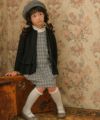 ベビー服 女の子 チェック柄リボンつきプリーツAラインワンピース グレー(09) モデル画像4