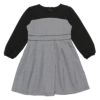 子供服 女の子 千鳥柄ギャザードッキングワンピース ホワイト×ブラック(10) 正面