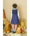 ベビー服 女の子 ダブルニットオリジナルチェック柄リボンワンピース パープル(91) モデル画像アップ