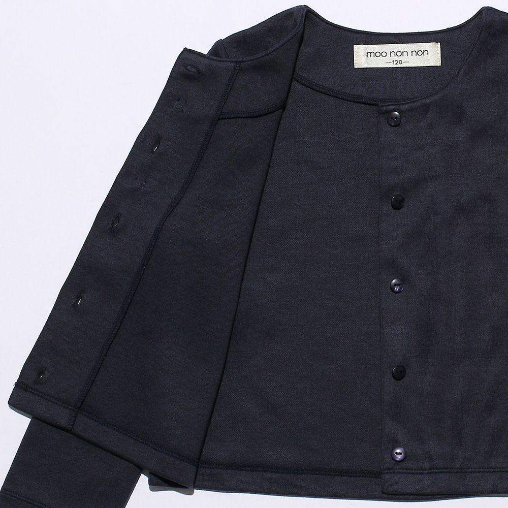 子供服 女の子 ダブルニットリボンつきカーディガン ネイビー(06) デザインポイント1