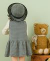 ベビー服 女の子 チェック柄　リボンつき　ギャザー　ワンピース ホワイト×ブラック(10) モデル画像2