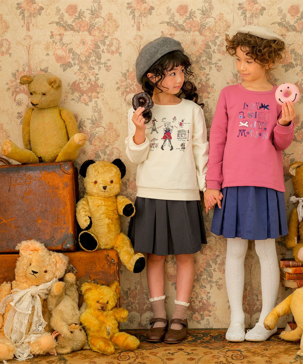 子供服 女の子 ウエストゴム　プリーツ　タック　スカート ブラウン(05) モデル画像4