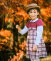子供服 女の子 日本製　りぼん付き　タータンチェック　ワンピース レッド(03) モデル画像全身