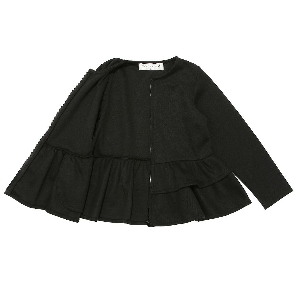 子供服 女の子 フリル　ジップアップ　ポケット　ブルゾン ブラック(00) デザインポイント2