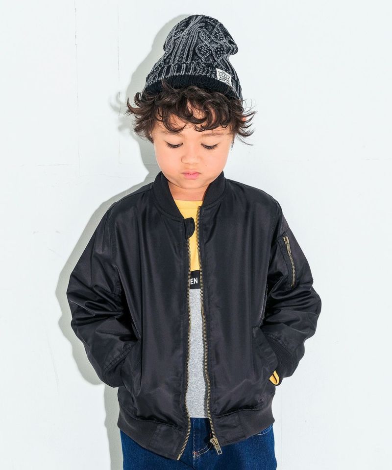 子供服 男の子 ロゴ　刺繍　ジップアップ　MA-1　ポケット　ナイロン　ブルゾン