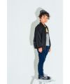子供服 男の子 ロゴ　刺繍　ジップアップ　MA-1　ポケット　ナイロン　ブルゾン ブラック(00) モデル画像アップ