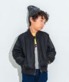 子供服 男の子 ロゴ　刺繍　ジップアップ　MA-1　ポケット　ナイロン　ブルゾン ブラック(00) モデル画像全身