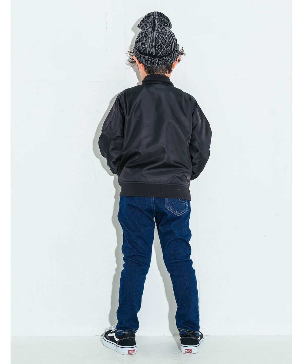 子供服 男の子 ロゴ　刺繍　ジップアップ　MA-1　ポケット　ナイロン　ブルゾン ブラック(00) モデル画像2