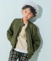 子供服 男の子 ロゴ　刺繍　ジップアップ　MA-1　ポケット　ナイロン　ブルゾン カーキ(82) モデル画像1