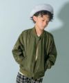 子供服 男の子 ロゴ　刺繍　ジップアップ　MA-1　ポケット　ナイロン　ブルゾン カーキ(82) モデル画像2