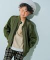 子供服 男の子 ロゴ　刺繍　ジップアップ　MA-1　ポケット　ナイロン　ブルゾン カーキ(82) モデル画像3