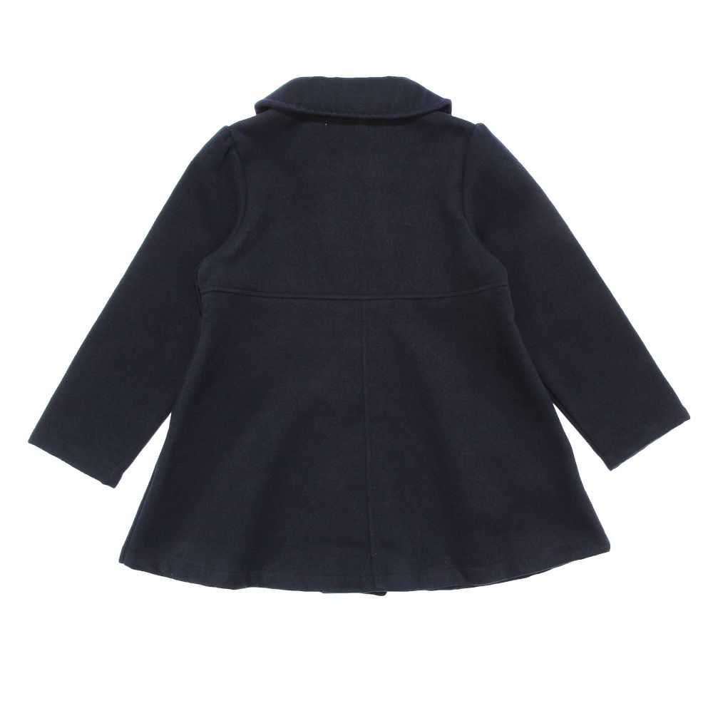 ベビー服 女の子 両脇ポケット Aライン ダブルボタン レトロ コート ネイビー(06) 背面