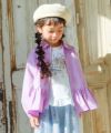 子供服 女の子 アウター フリル 裏地 メッシュ ブルゾン パープル(91) モデル画像
