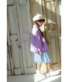 子供服 女の子 アウター フリル 裏地 メッシュ ブルゾン パープル(91) モデル画像