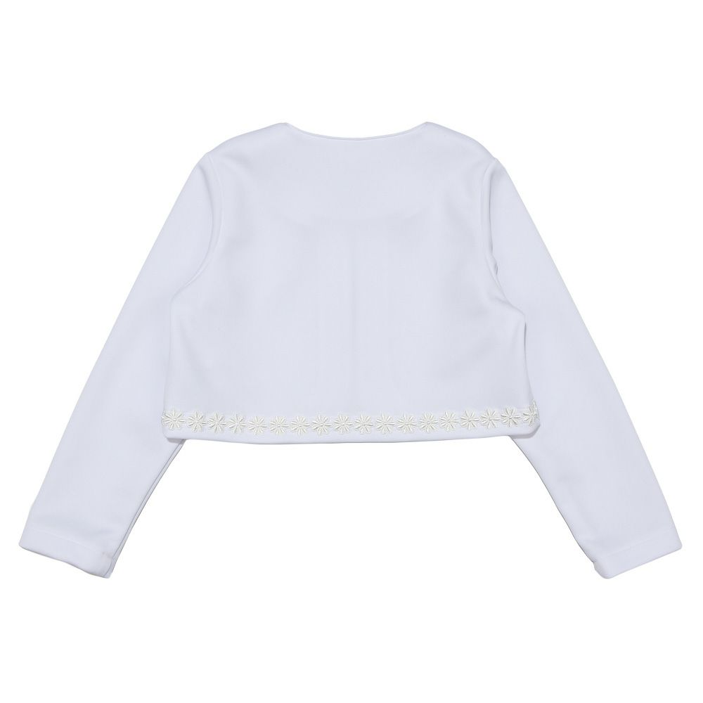 子供服 女の子 結婚式 セレモニー 七五三 お花 レース付きボレロ ホワイト(01) 背面