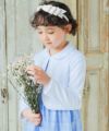 子供服 女の子 結婚式 セレモニー 七五三 お花 レース付きボレロ ホワイト(01) モデル画像アップ
