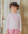 ベビー服 女の子 綿100％ コットン ロゴ お花 音符 刺繍 リボンつき ロンT ピンク(02) モデル画像2