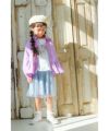 子供服 女の子 キッズ ジュニア ウエストゴム ポケットつき 花柄 チュールスカート ブルー(61) モデル画像アップ