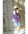 子供服 女の子 キッズ ジュニア ウエストゴム ポケットつき 花柄 チュールスカート ブルー(61) モデル画像3