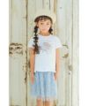 子供服 女の子 キッズ ジュニア ウエストゴム ポケットつき 花柄 チュールスカート ブルー(61) モデル画像4