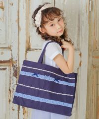 子供服 女の子 リボン フリル レッスンバッグ マチ付き キッズ トートバッグ 手提げかばん お稽古バッグ 大容量 A4ファイル