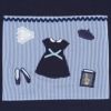 子供服 女の子 通学 A4 ストライプ 刺繍 音符 ロゴ マチ ループ付き レッスンバッグ トートバッグ ネイビー(06) デザインポイント1