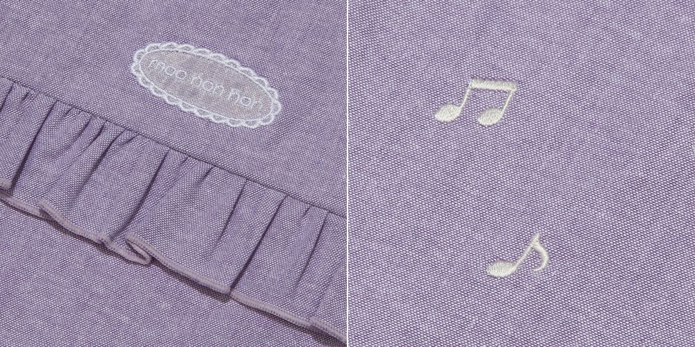 子供服 女の子 ダンガリー ロゴ 音符 楽器 巾着タイプ  シューズバッグ パープル(91) デザインポイント1