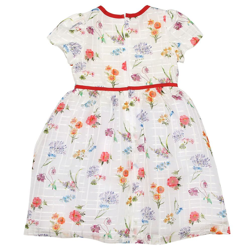 子供服 女の子 花柄 リボン ワンピース オフホワイト(11) 背面