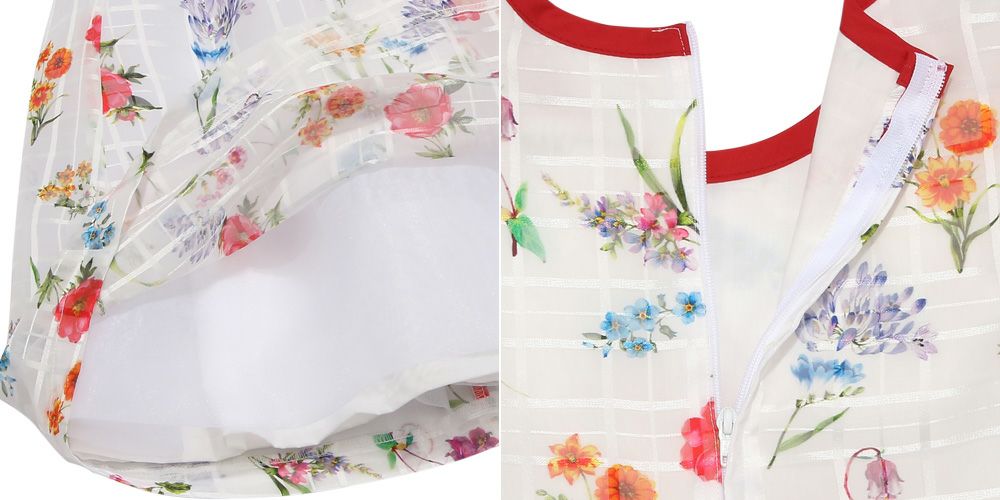 子供服 女の子 花柄 リボン ワンピース オフホワイト(11) デザインポイント2