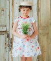 子供服 女の子 花柄 リボン ワンピース オフホワイト(11) モデル画像アップ