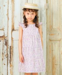 子供服 女の子 綿100％ オリジナル花柄 フリル ギャザー ワンピース