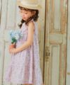 子供服 女の子 綿100％ オリジナル花柄 フリル ギャザー ワンピース アイボリー(12) モデル画像全身