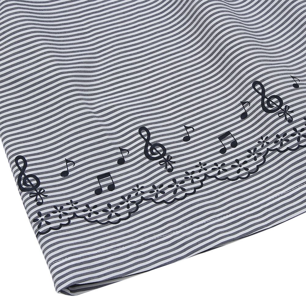 ベビー服 女の子 襟付き 音符 プリント リボン ドッキングワンピース ネイビー(06) デザインポイント1