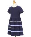 ベビー服 女の子 綿100％ フリル付き ギャザー ワンピース ネイビー(06) トルソー斜め
