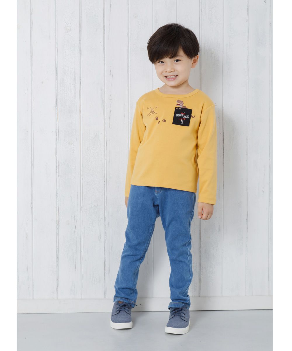 ベビー服 男の子 男女兼用ウォッシュ加工デニムニットフルレングスパンツ ブルー(61) モデル画像2