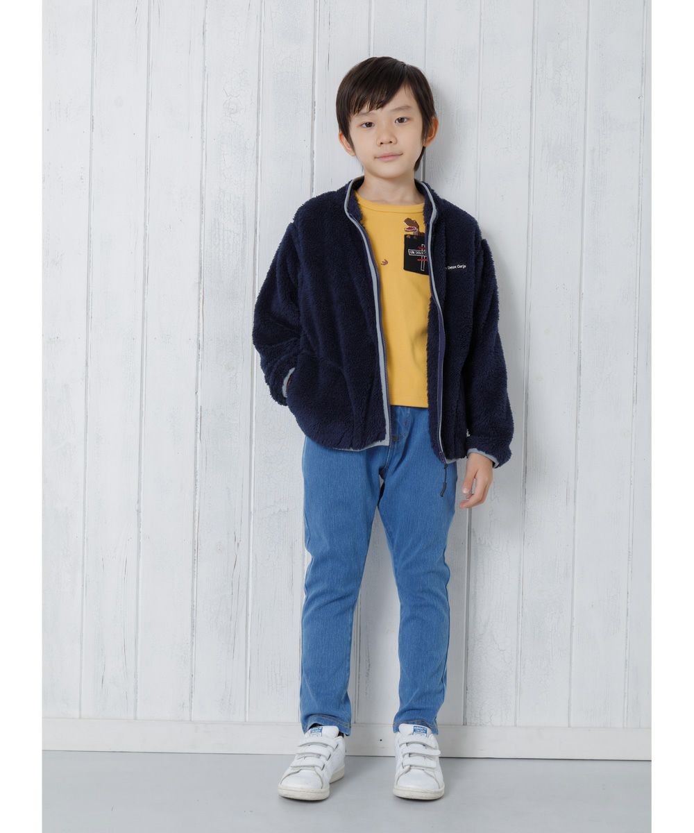 ベビー服 男の子 男女兼用ウォッシュ加工デニムニットフルレングスパンツ ブルー(61) モデル画像3