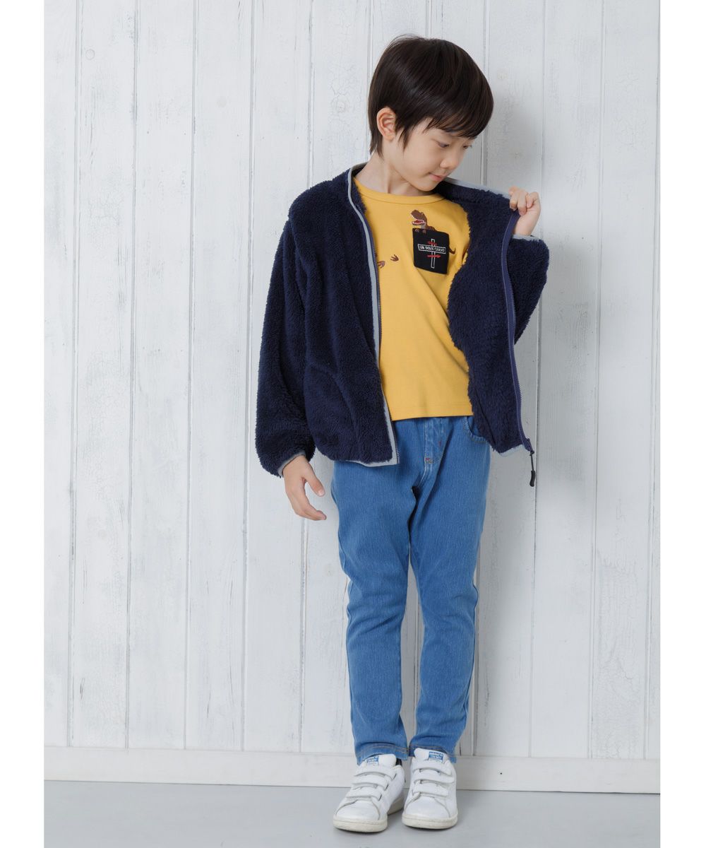 ベビー服 男の子 男女兼用ウォッシュ加工デニムニットフルレングスパンツ ブルー(61) モデル画像4